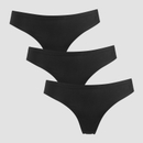 MP Women's Mid Rise No VPL Thong (3 Pack) - Black - L MP Women's Mid Rise No VPL Thong (3 Pack) - Black - L
